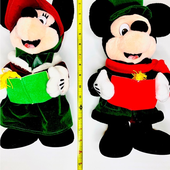 Disney Minnie & Mickey Mouse Winter Plush Carolers Standing @ 17”  Like New! - Picture 7 of 13